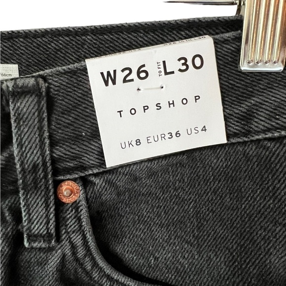 16. NWT Topshop Black Button Fly Jeans with Spilts on Sides - Picture 3 of 8